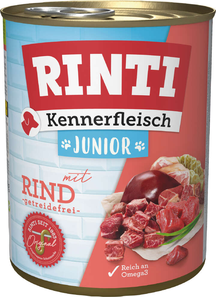 RINTI Hunde-Nassfutter Kennerfleisch Junior + Rind